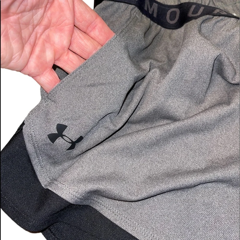 Women's UA Play Up Shorts 3.0 Twist XXL plus size NWT gray and black - Picture 6 of 13
